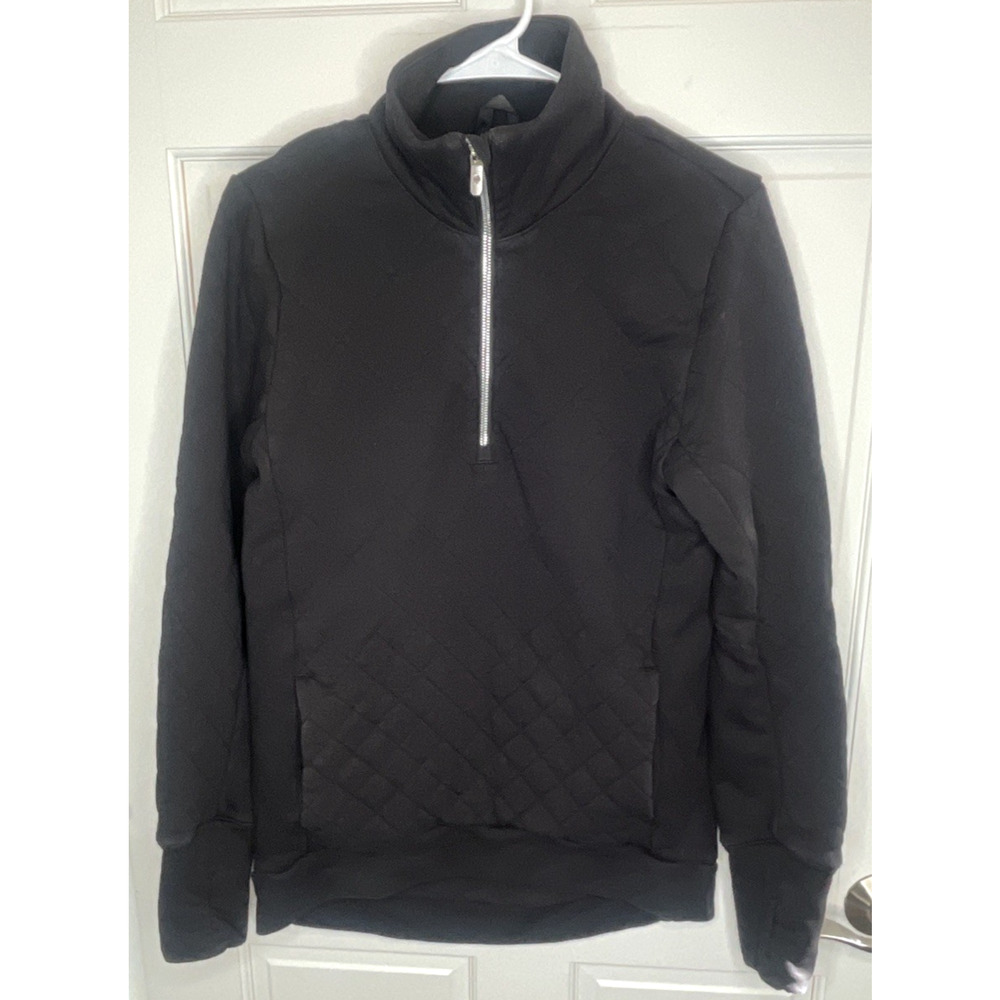 Lululemon Women's Forever Warm Black Quilted 1/4 Zip Pullover Sz 6 Outdoors Cozy